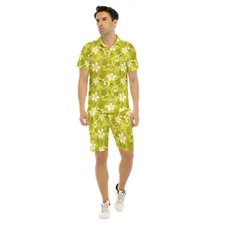 Men's Tiki Luau Floral Hawaiian Shirt And Shorts