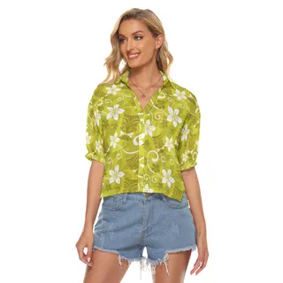 Tropical Tiki Crop Top Hawaiian Shirt For Women