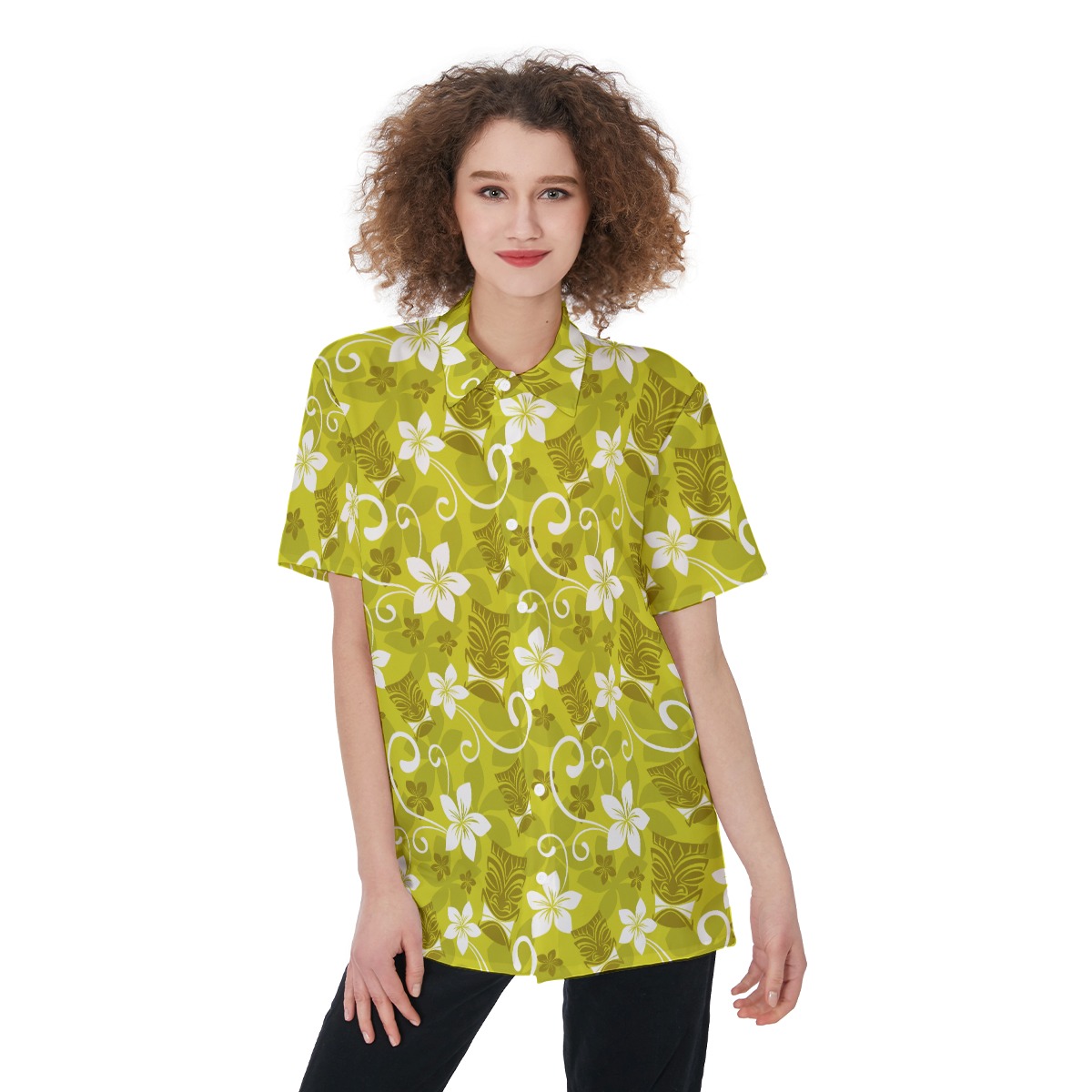 Tiki Luau Floral Hawaiian Shirt For Women - variant image 1