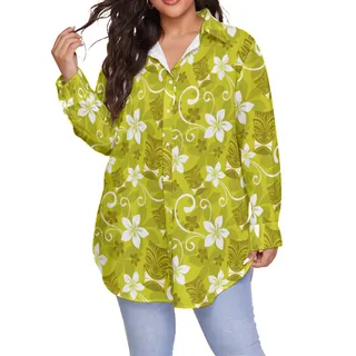 Tiki Tropical Oversized Hawaiian Shirt For Women