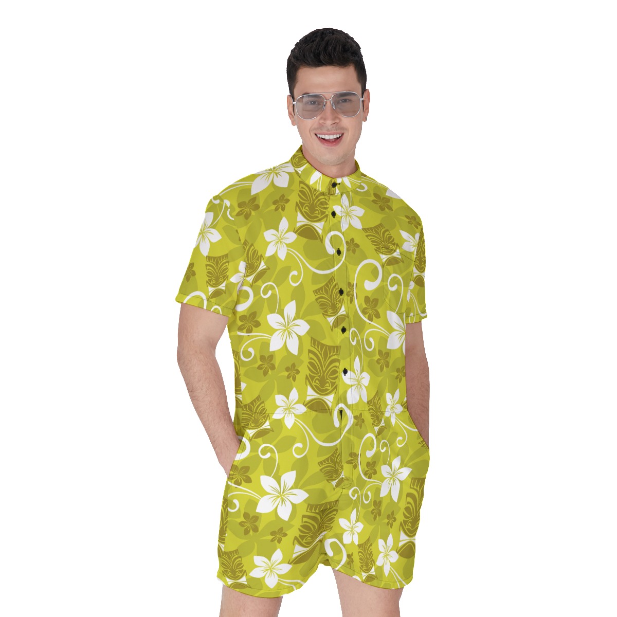 Men's Floral Tiki Hawaiian Romper - variant image 1