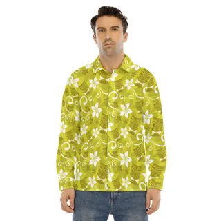 Tiki Luau Long Sleeve Hawaiian Shirt For Men