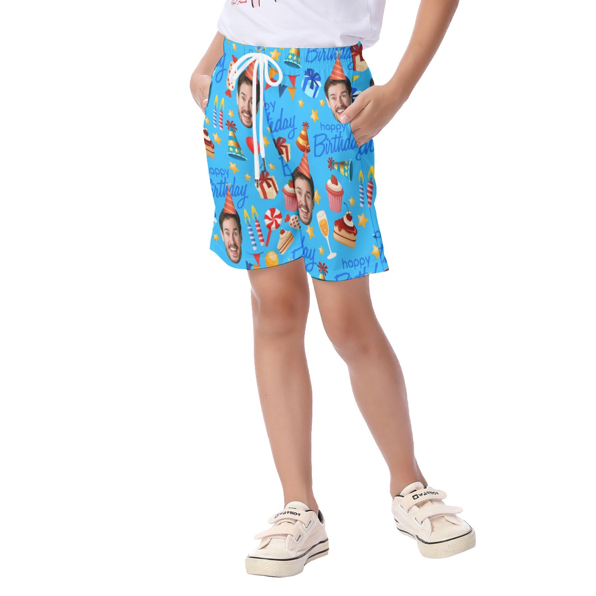 Custom Face Birthday Theme Beach Shorts For Kids