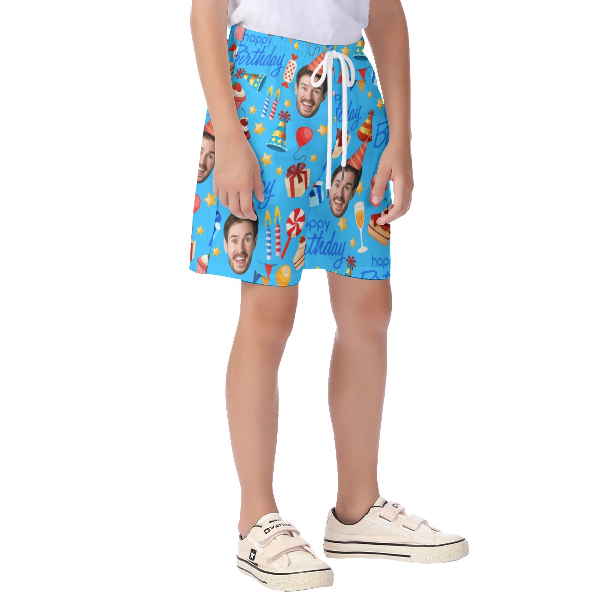 Custom Face Birthday Theme Beach Shorts For Kids