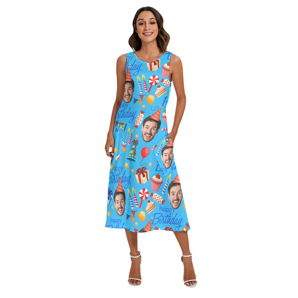 Custom Face Birthday Theme Hawaiian Dress Sleeveless