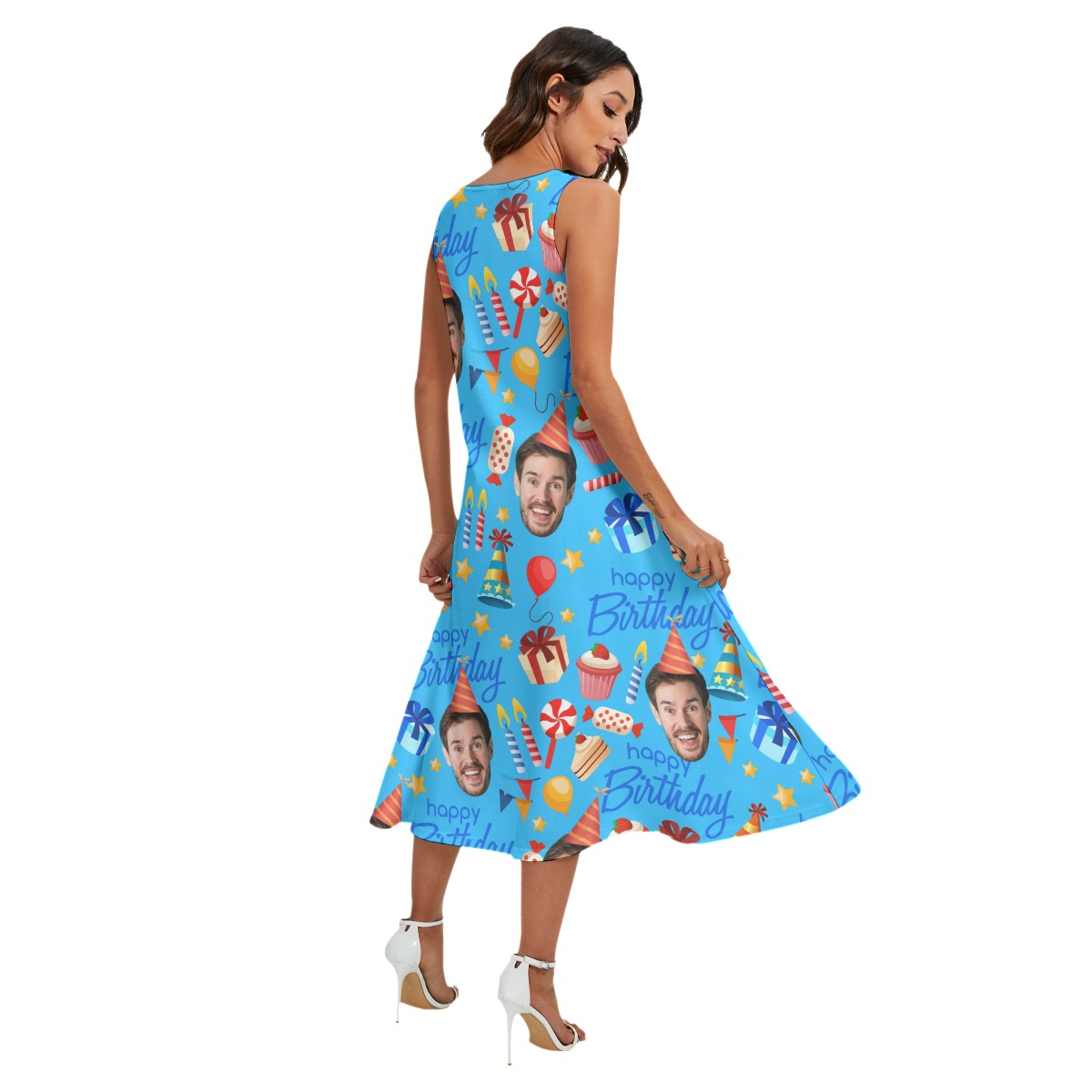Custom Face Birthday Theme Hawaiian Dress Sleeveless
