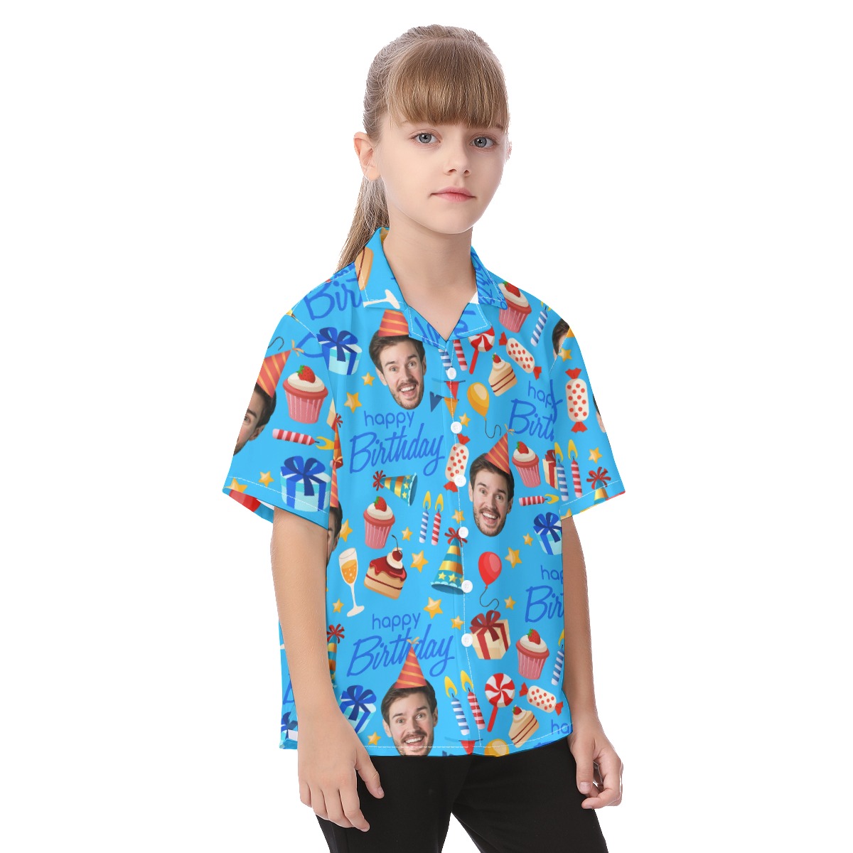 Custom Face Birthday Party Hawaiian Shirt For Kids