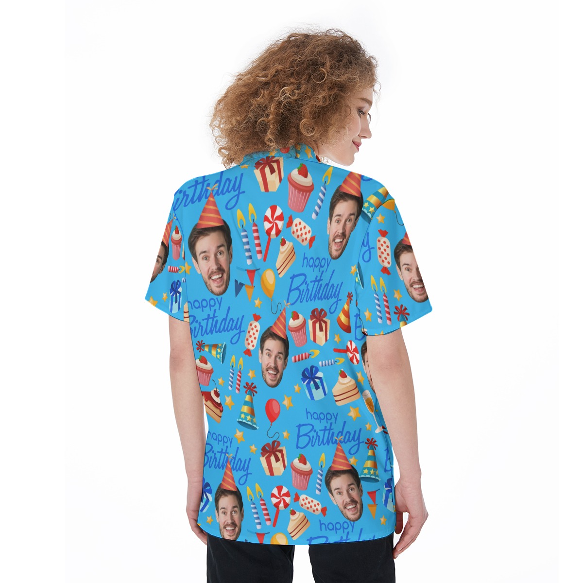 Custom Face Happy Birthday Theme Hawaiian Shirt For Women