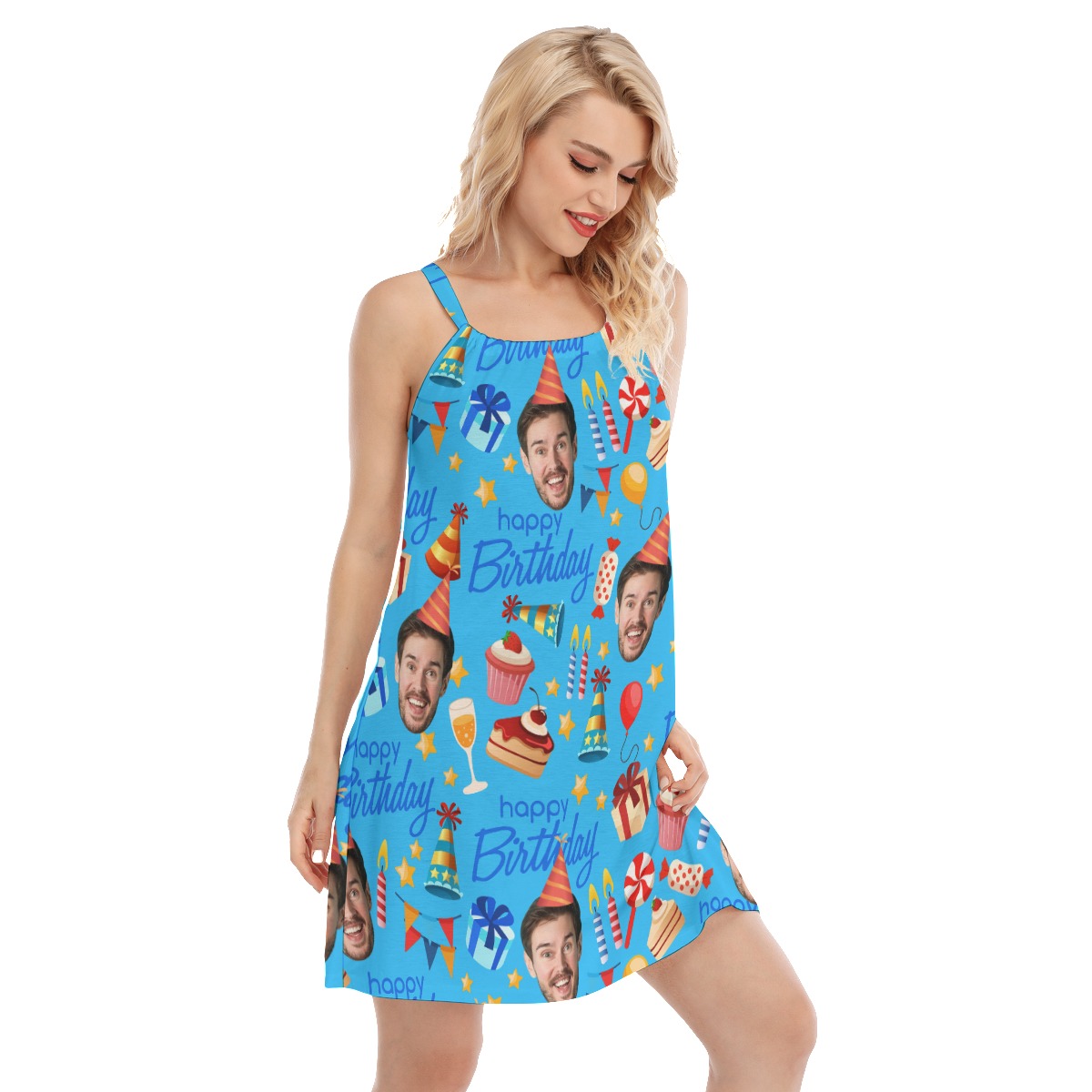 Custom Face Happy Birthday Hawaiian Dress For Women