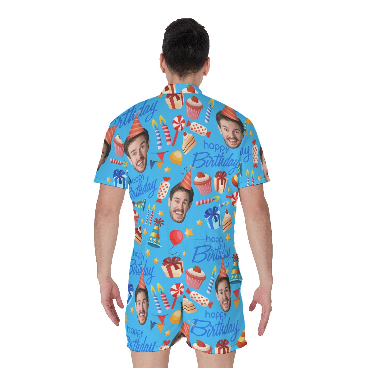 Custom Face Birthday Hawaiian Romper For Men