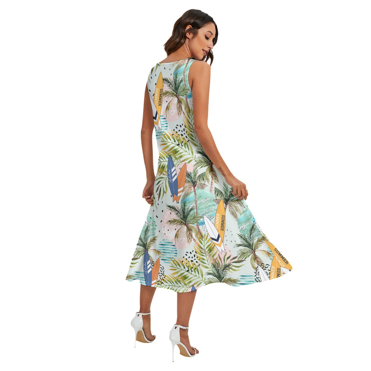 Tropical Surfing Boards Women's Hawaiian Long Dress With Pocket