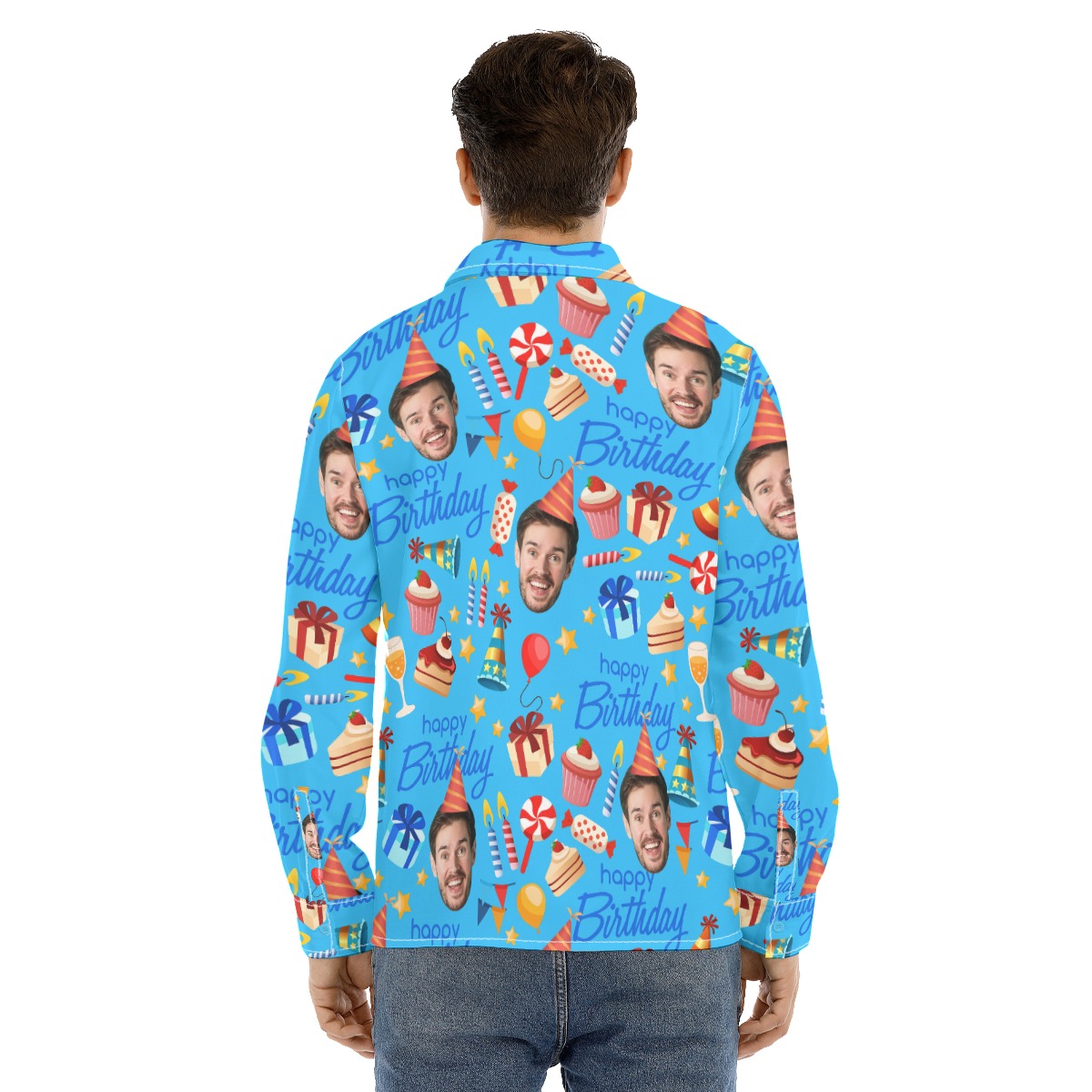 Custom Face Birthday Theme Long Sleeve Hawaiian Shirts