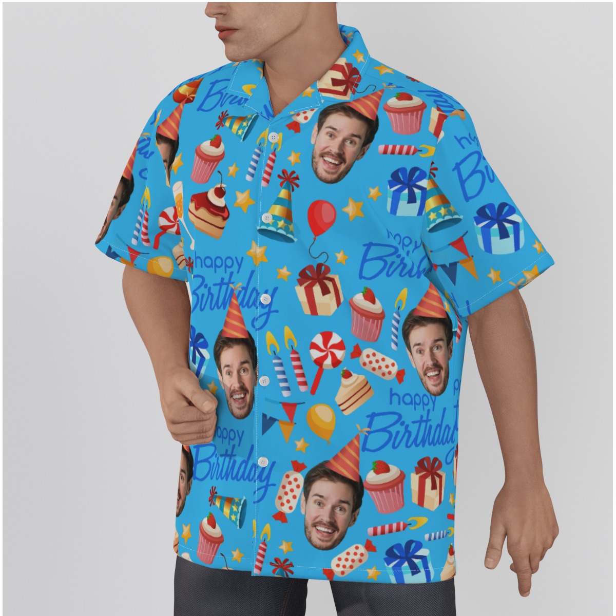 Funny Custom Face Birthday Hawaiian Shirt For Men