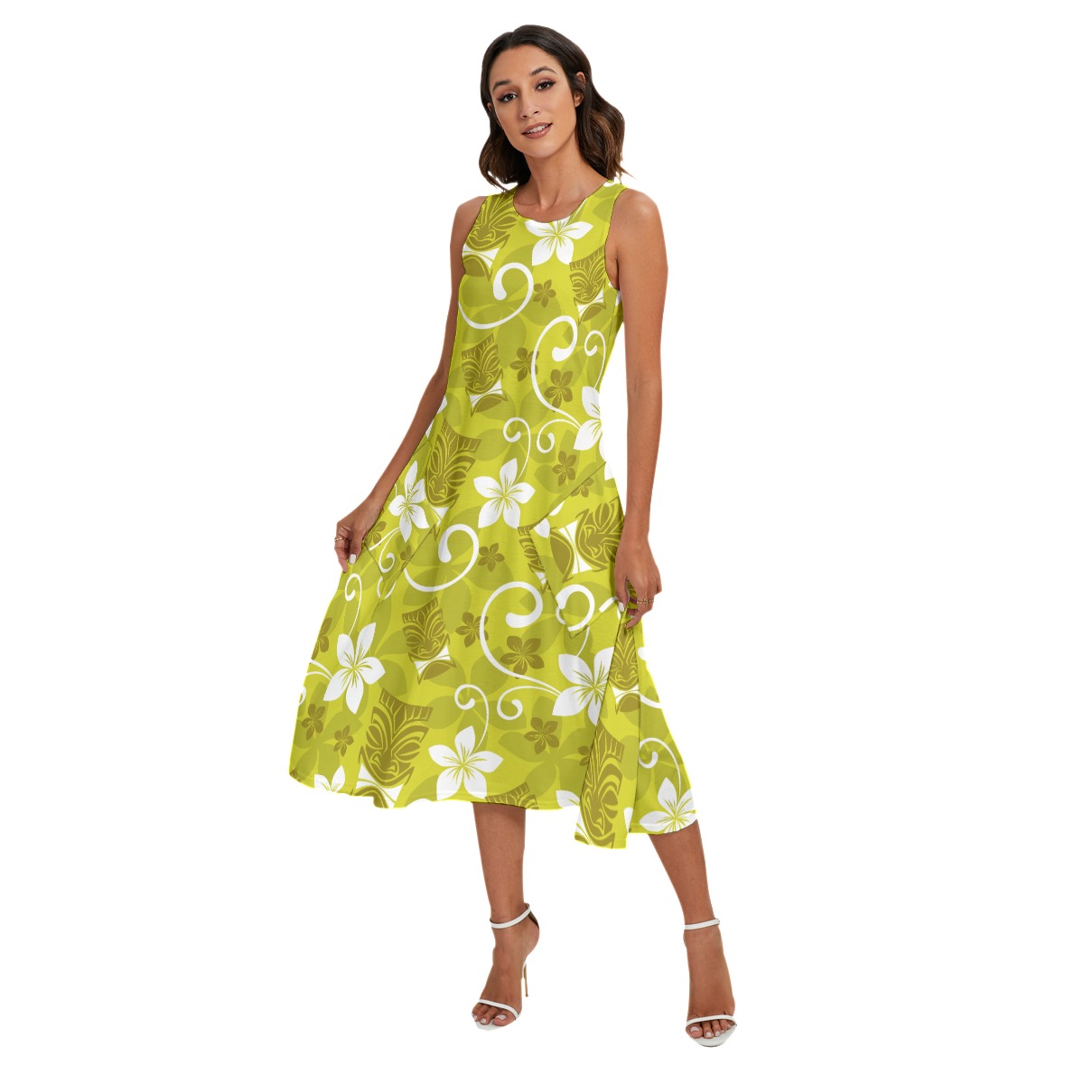 Women's Tropical Tiki Luau Hawaiian Long Dress