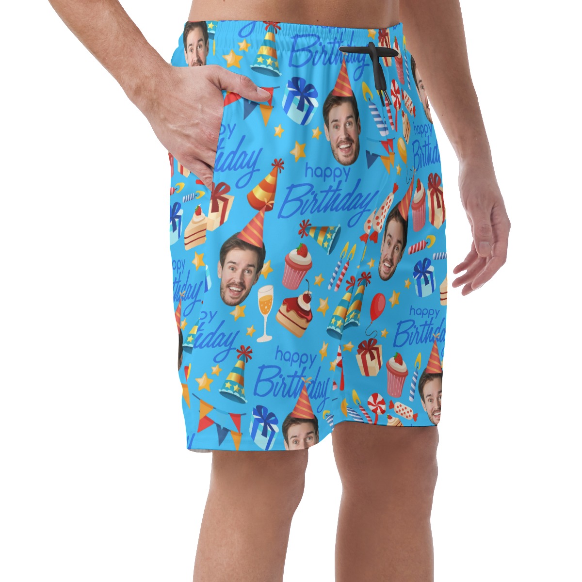 Custom Face Happy Birthday Shorts For Men