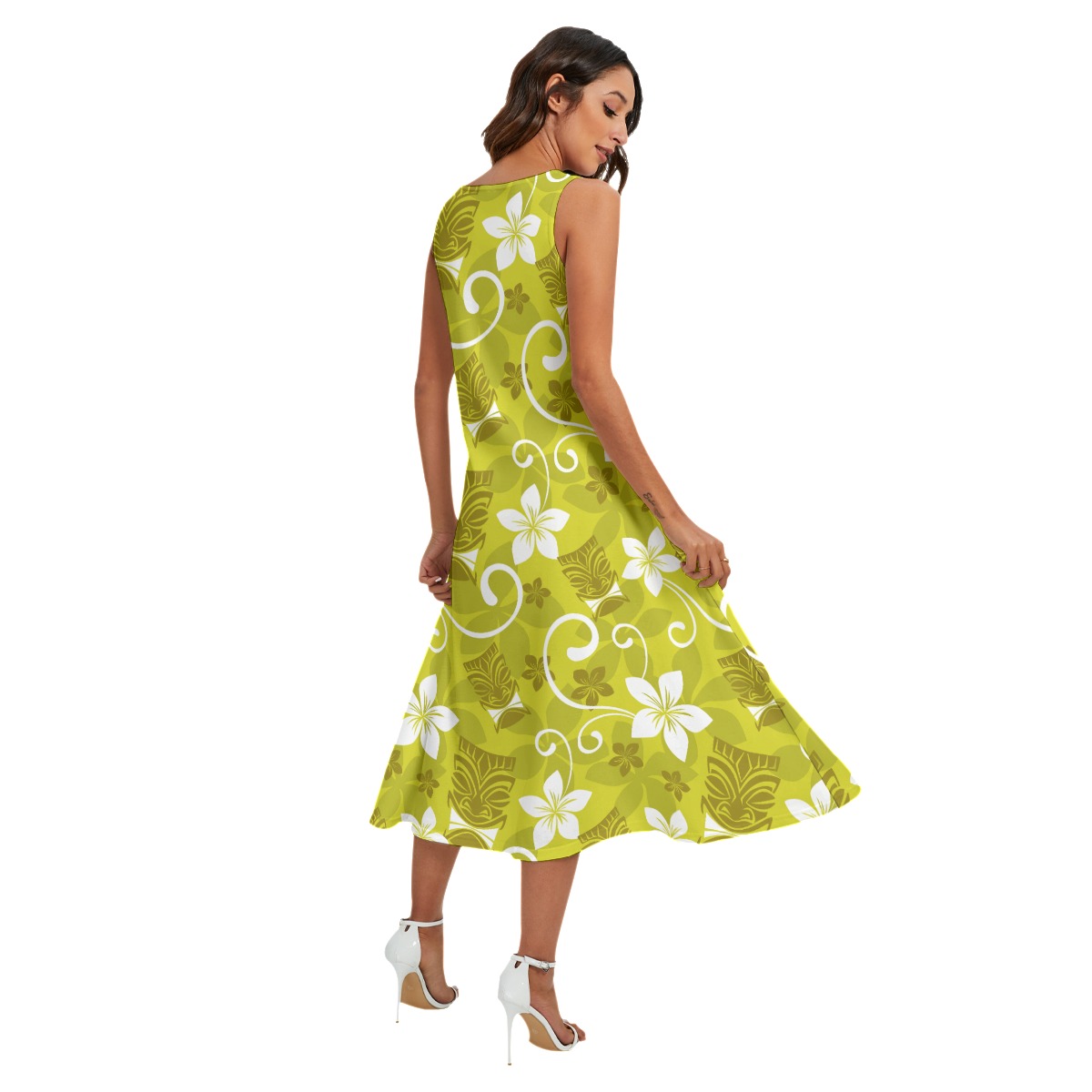 Women's Tropical Tiki Luau Hawaiian Long Dress