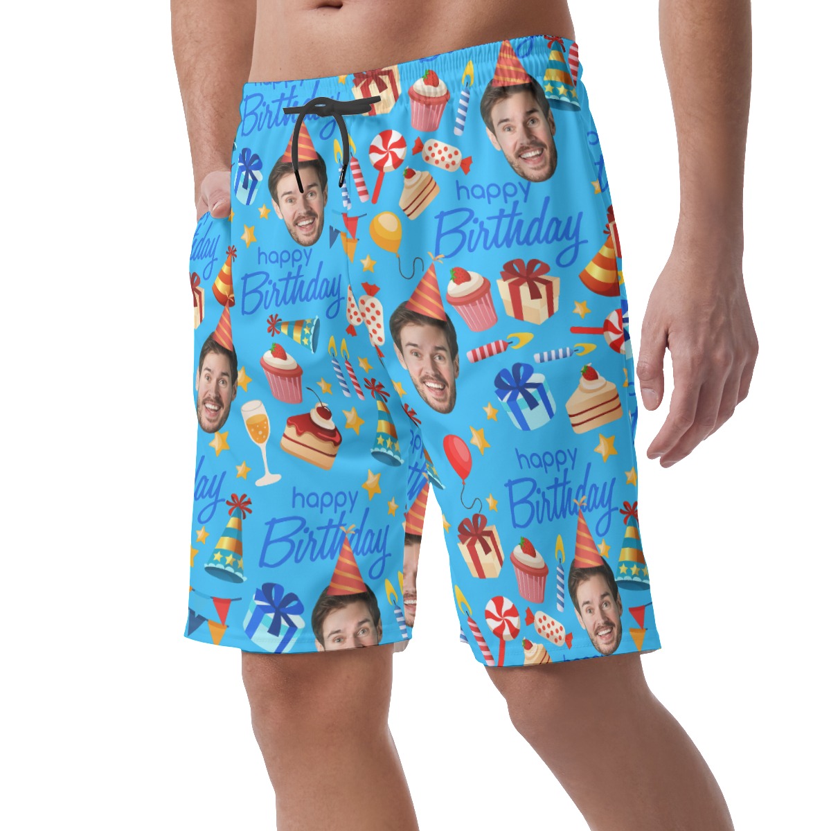 Custom Face Happy Birthday Shorts For Men