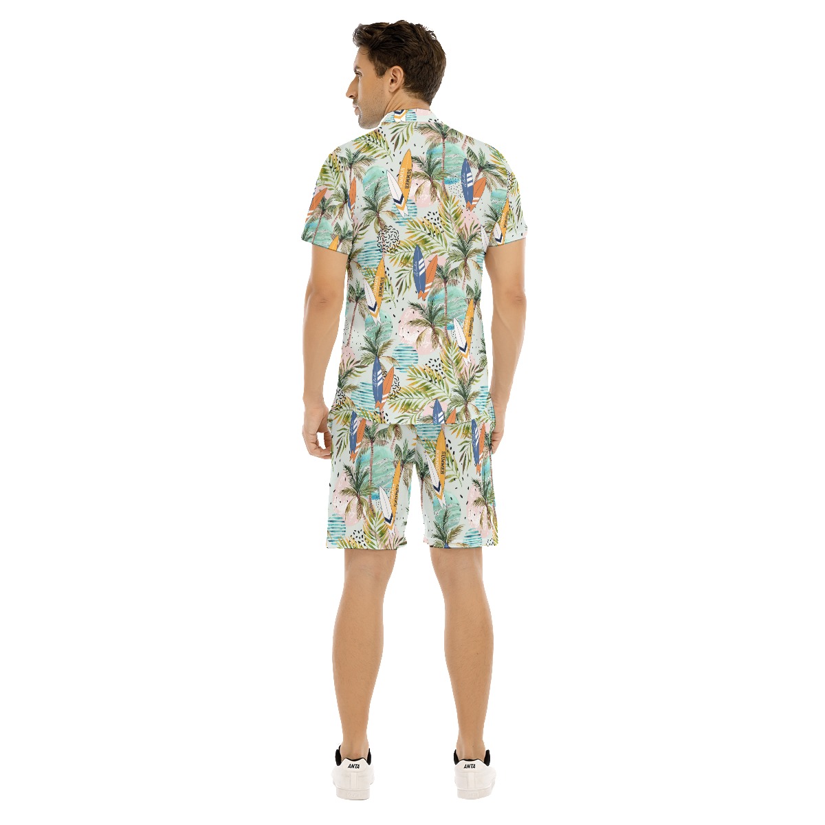 Set Tropical Surfing Boards Hawaiian Shirt And Matching Shorts For Men