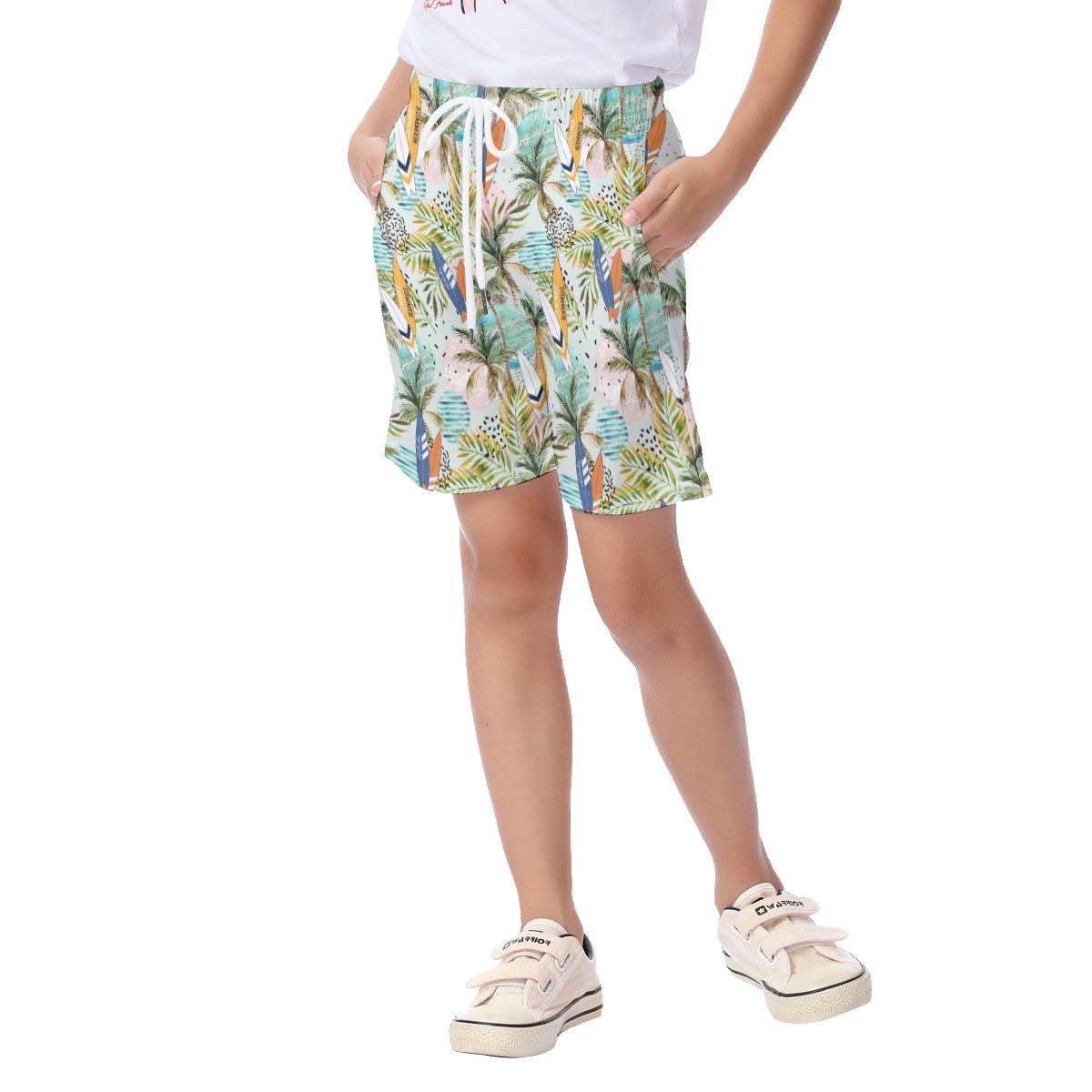 Cool Surfing Boards Tropical Summer Beach Shorts For Kids