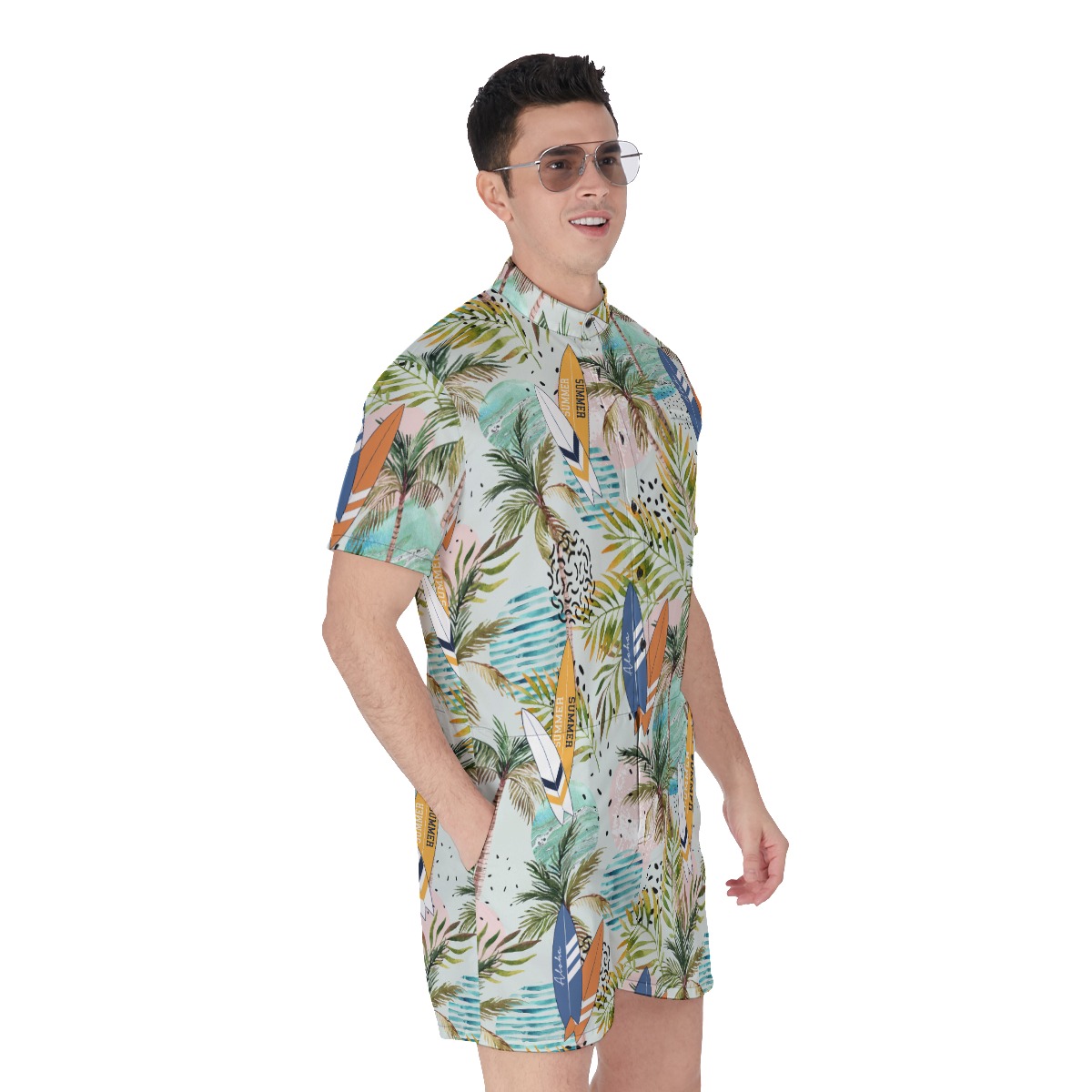 Tropical Surfing Boards Summer Men's Hawaiian Romper