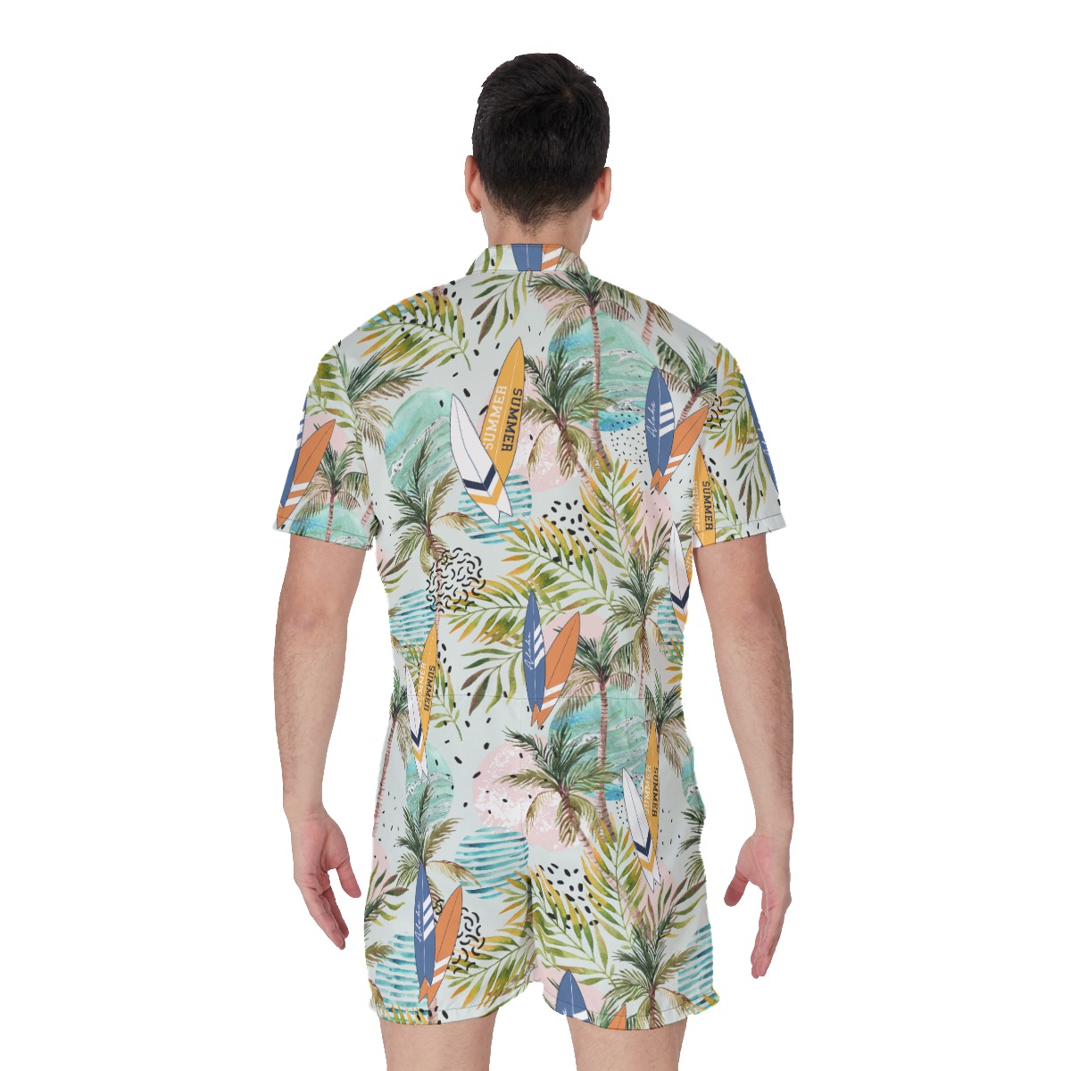Tropical Surfing Boards Summer Men's Hawaiian Romper