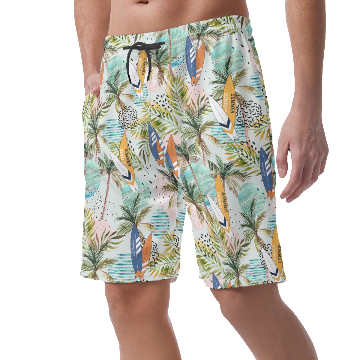 Cool Tropical Surfing Board Summer Beach Shorts For Men
