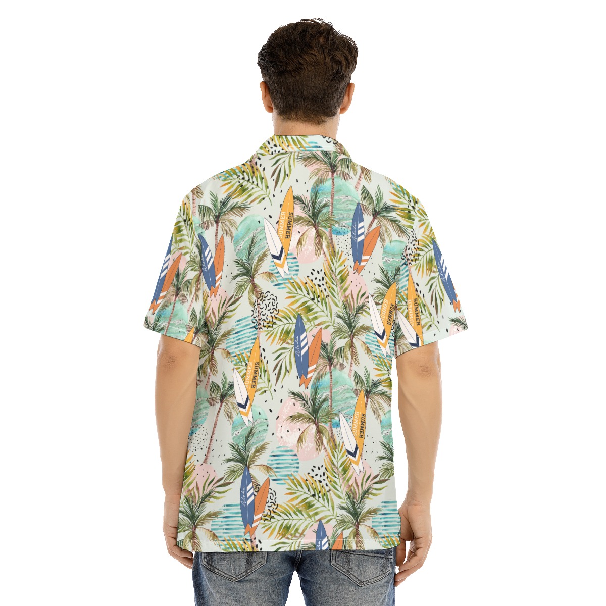 Tropical Surfing Board Men's Hawaiian Shirt