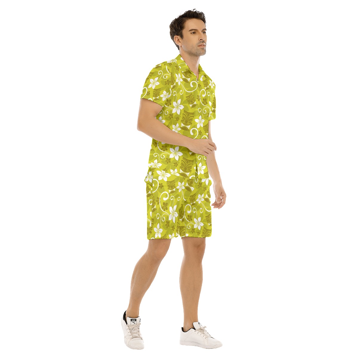 Men's Tiki Luau Floral Hawaiian Shirt And Shorts