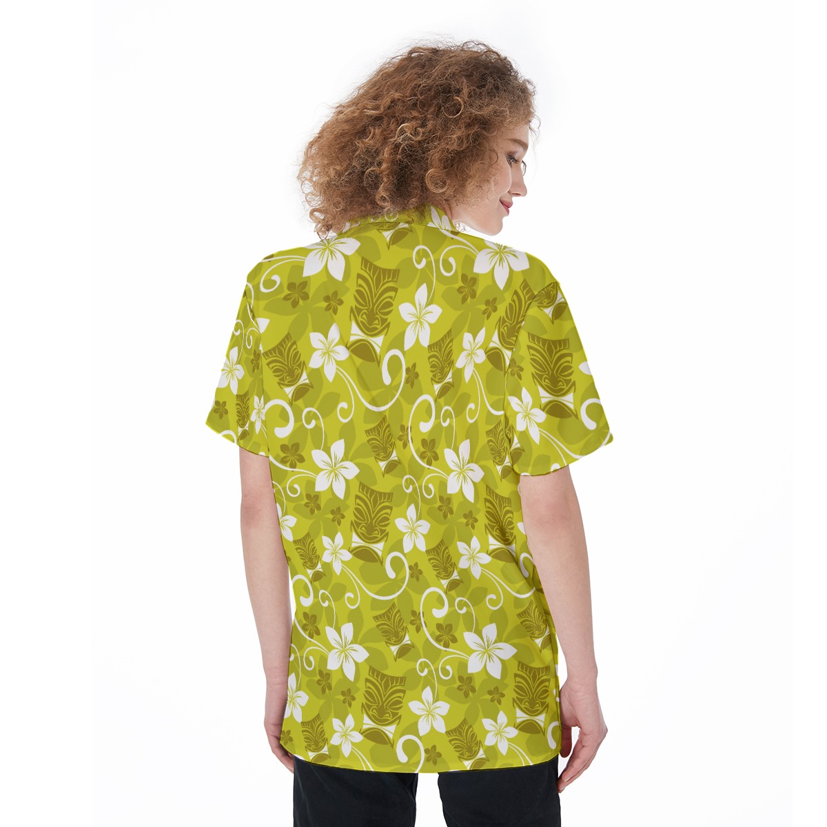 Tiki Luau Floral Hawaiian Shirt For Women