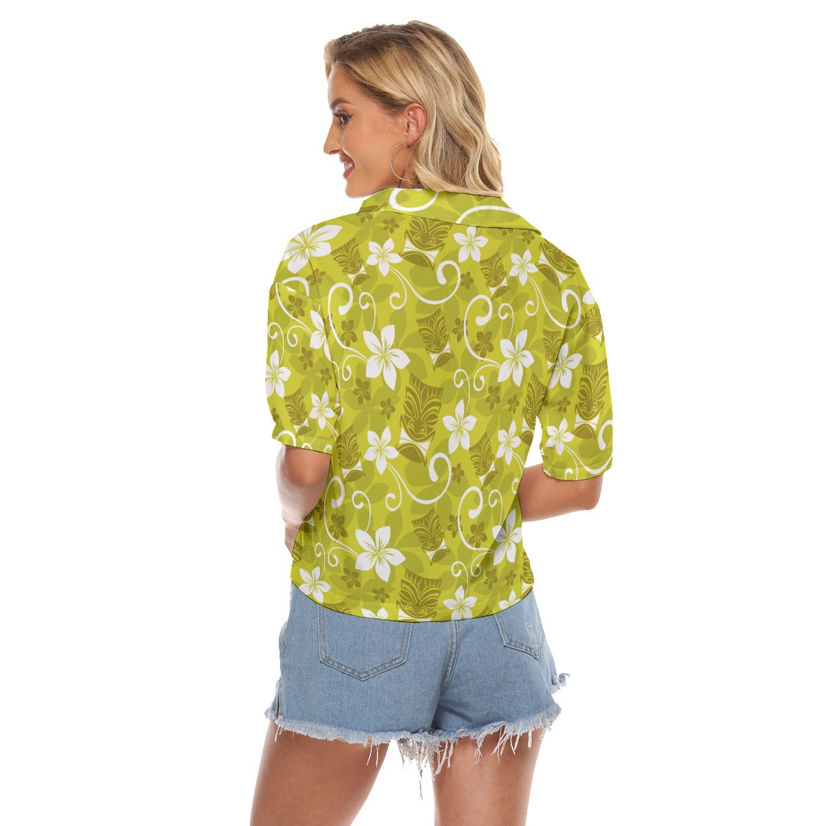 Tropical Tiki Crop Top Hawaiian Shirt For Women