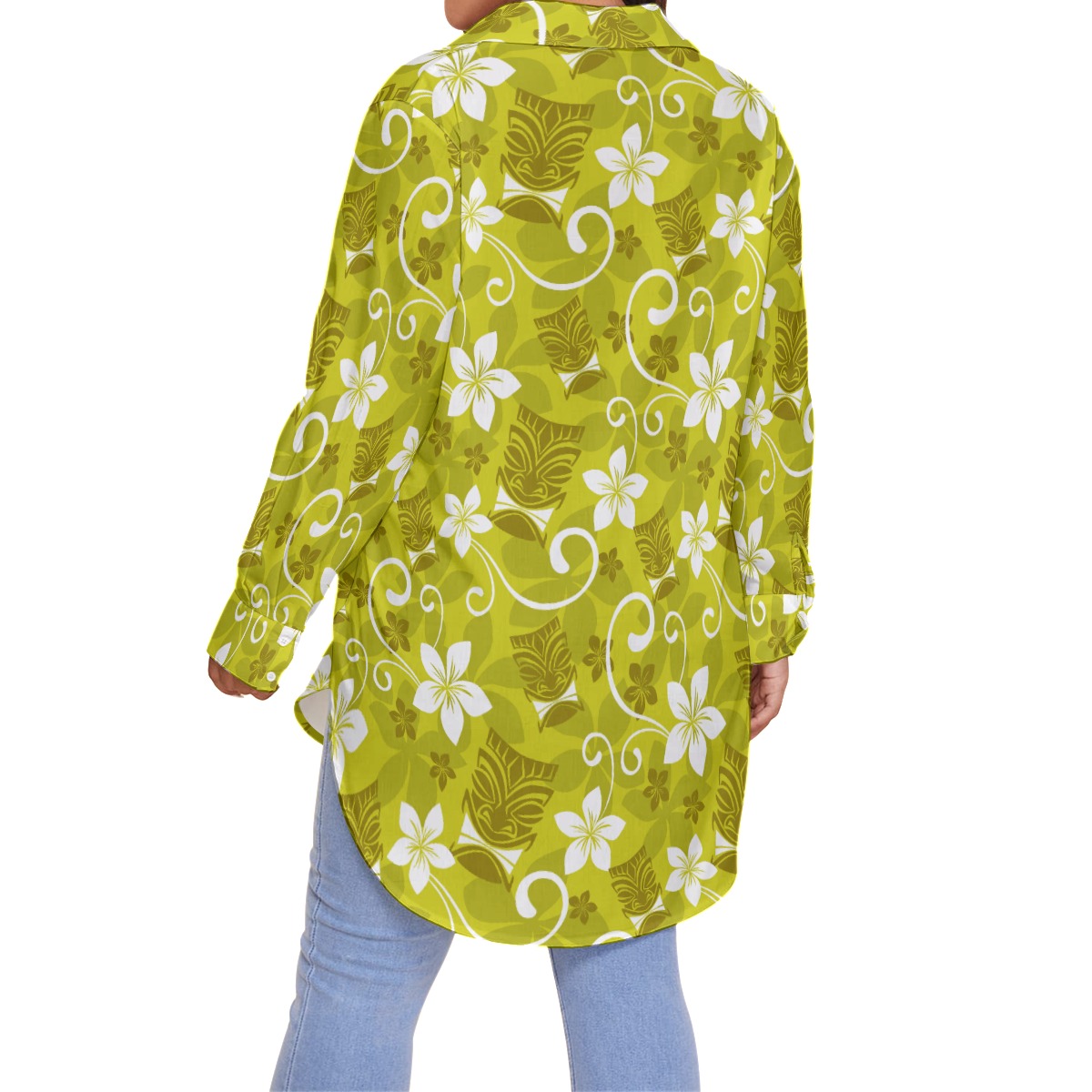 Tiki Tropical Oversized Hawaiian Shirt For Women