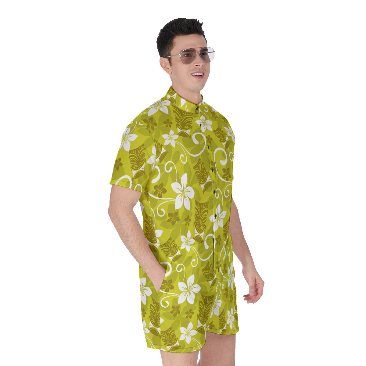 Men's Floral Tiki Hawaiian Romper