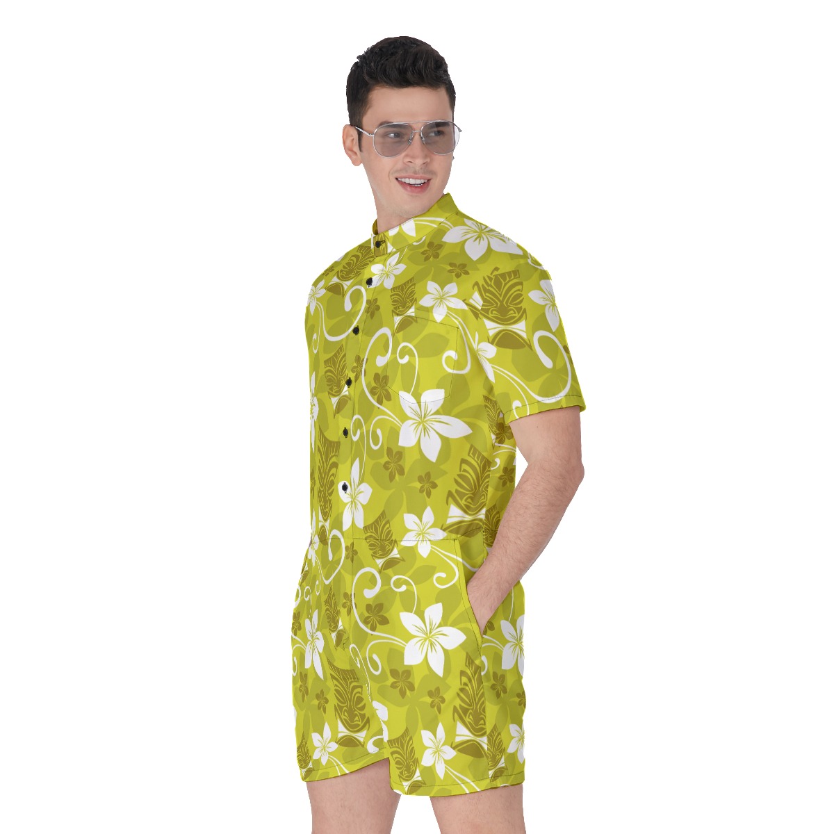 Men's Floral Tiki Hawaiian Romper