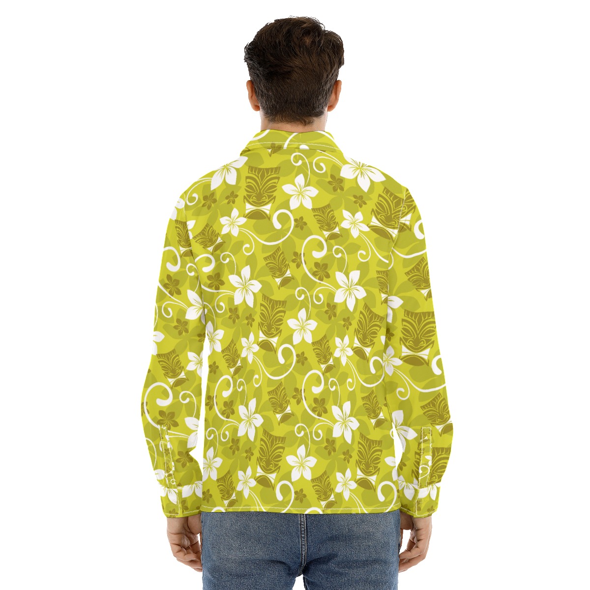Tiki Luau Long Sleeve Hawaiian Shirt For Men