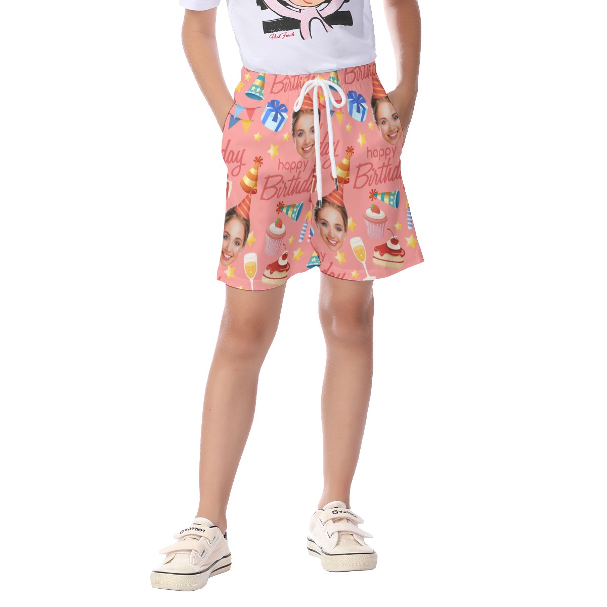 Custom Face Birthday Theme Kid's Hawaiian Shorts - variant image 1