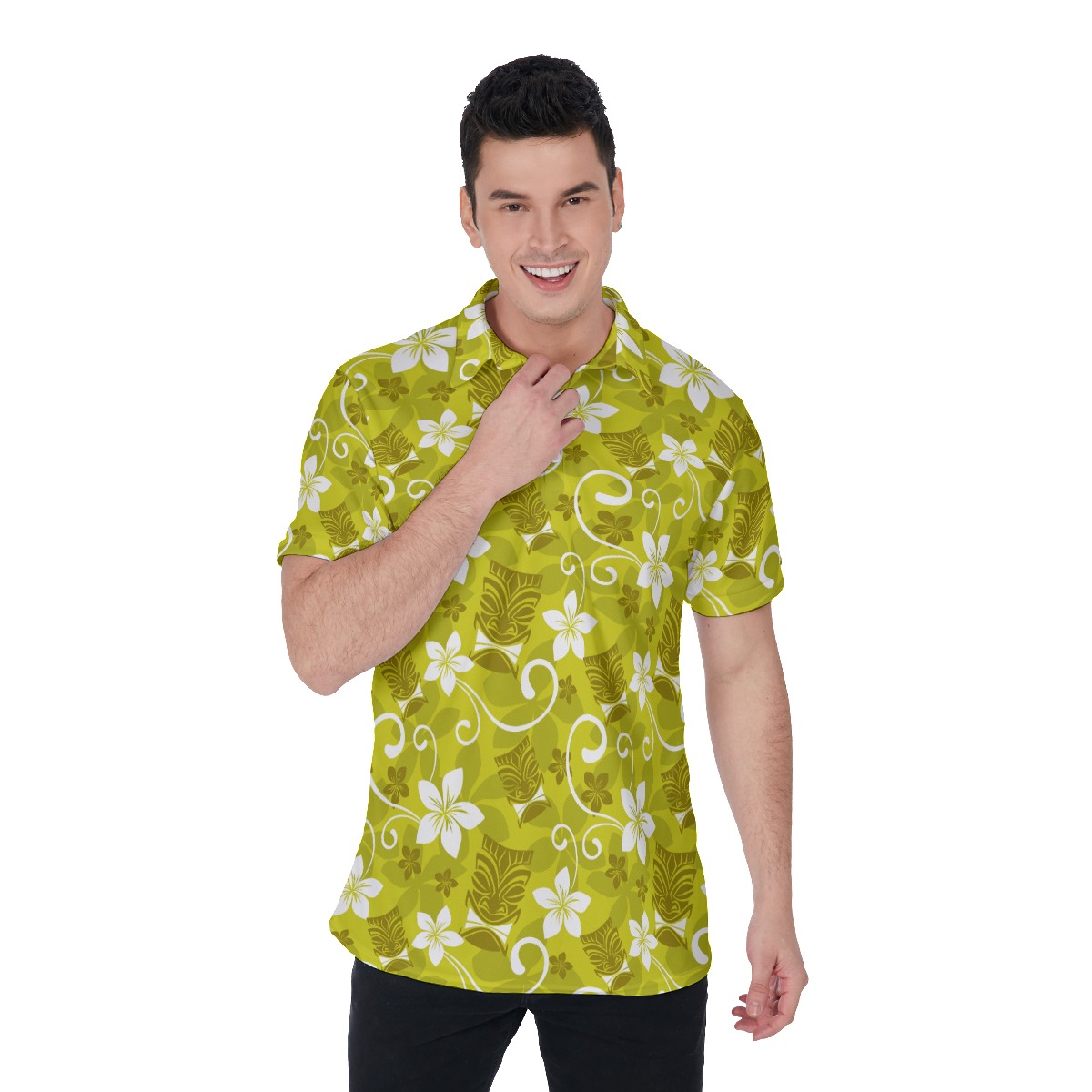 Men's Luau Tiki Polo Hawaiian Shirt - variant image 1