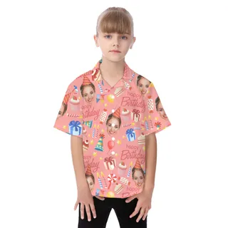 Funny Custom Face Happy Birthday Kid's Hawaiian Shirt