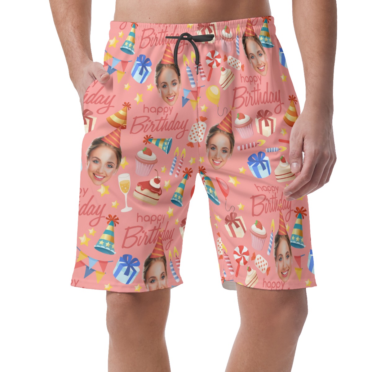 Men's Custom Face Birthday Hawaiian Shorts For Men - variant image 1