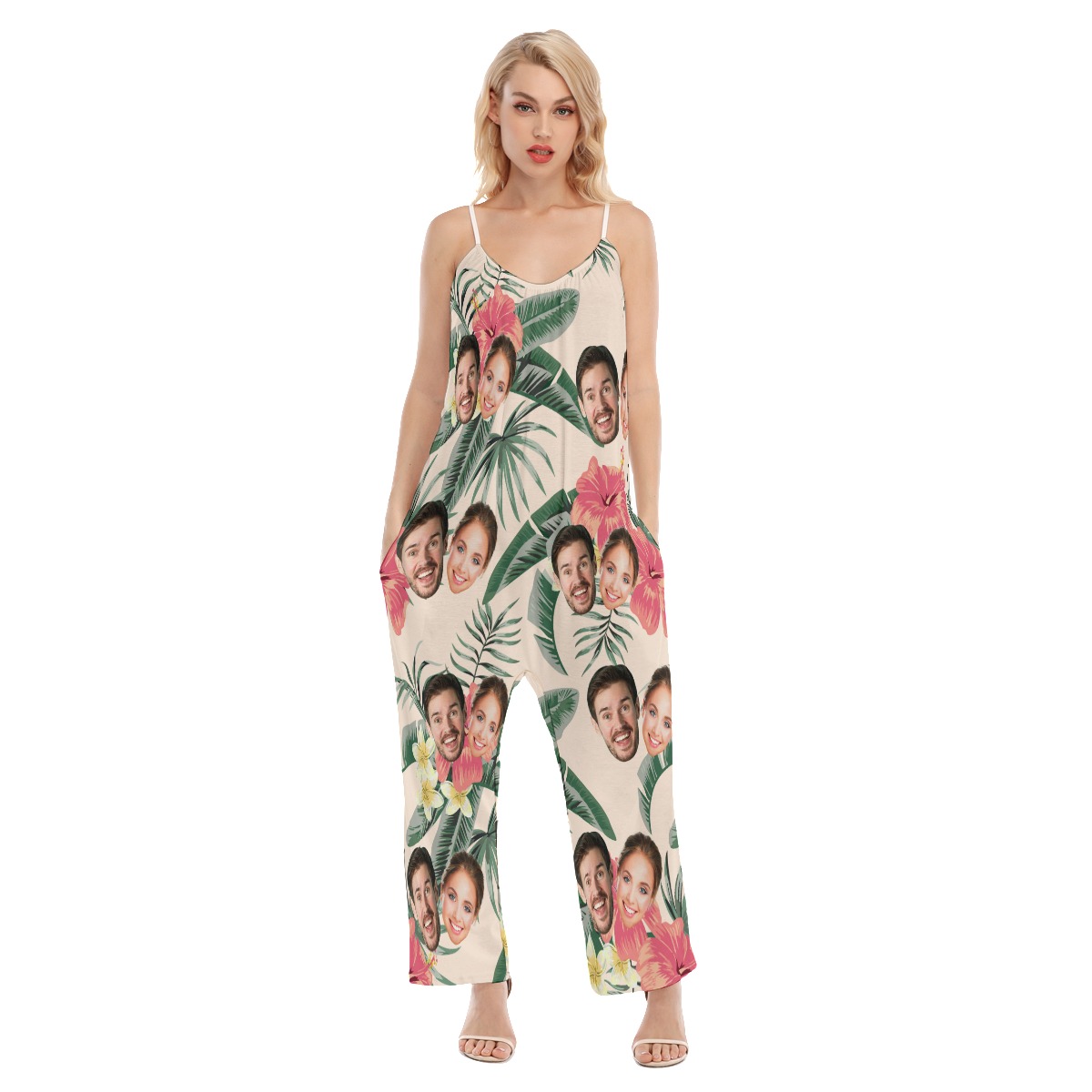 Custom Couple Face Loose Cami Jumpsuit - variant image 1