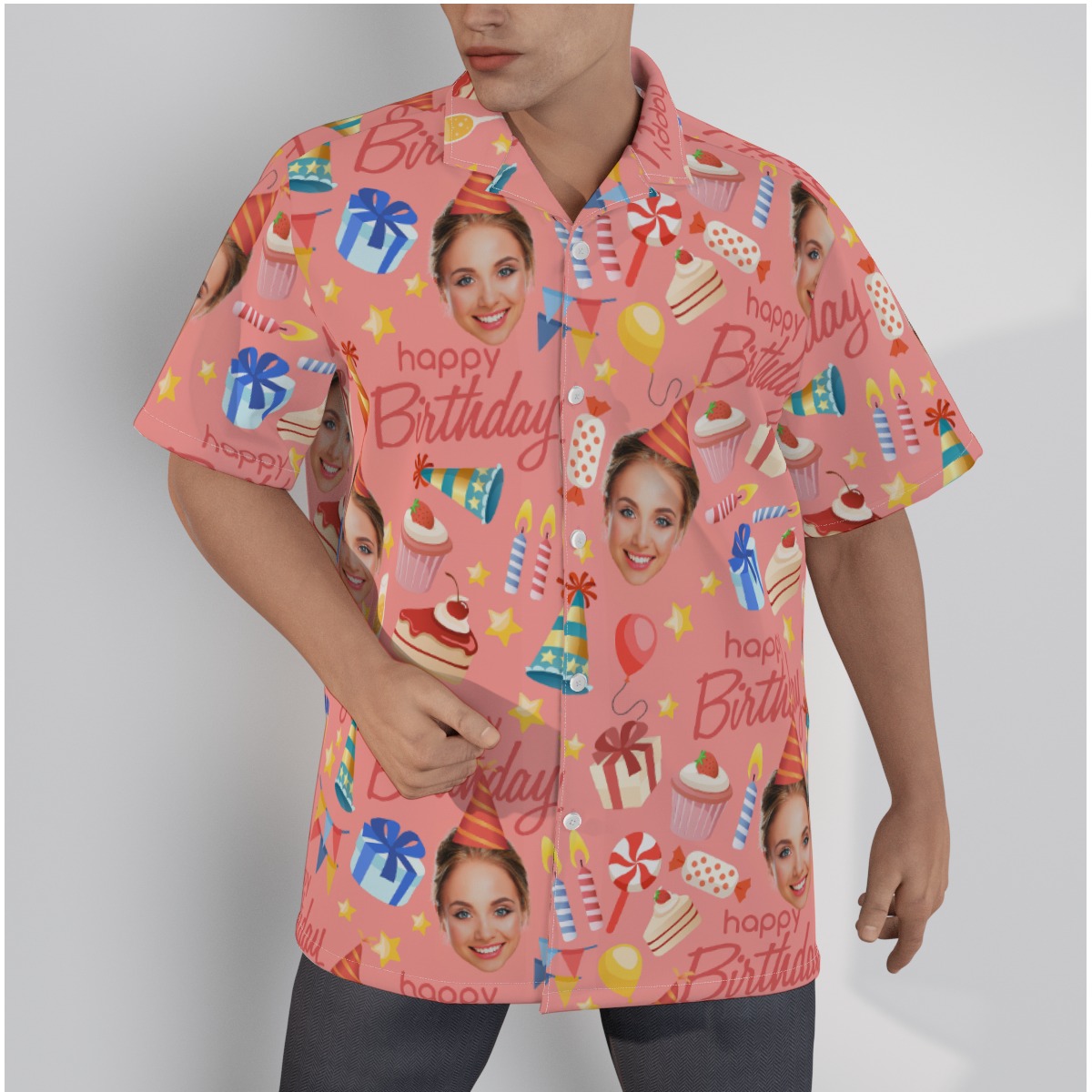 Custom Face Happy Birthday Hawaiian Shirt - variant image 1