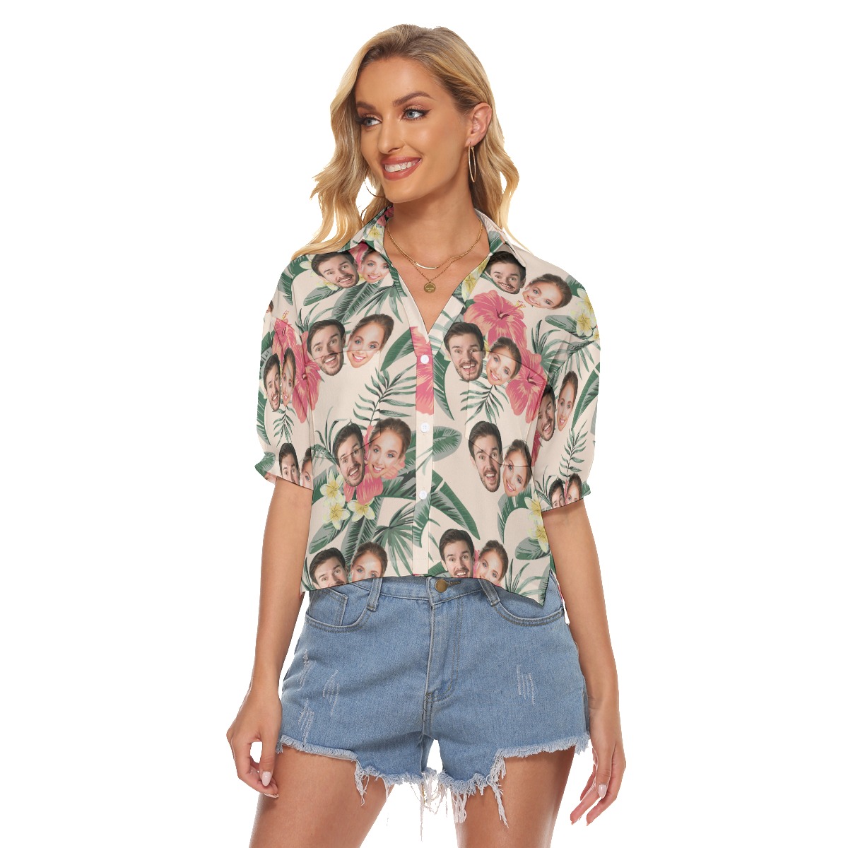 Custom 2 Face Women's Tropical Crop Top - variant image 1
