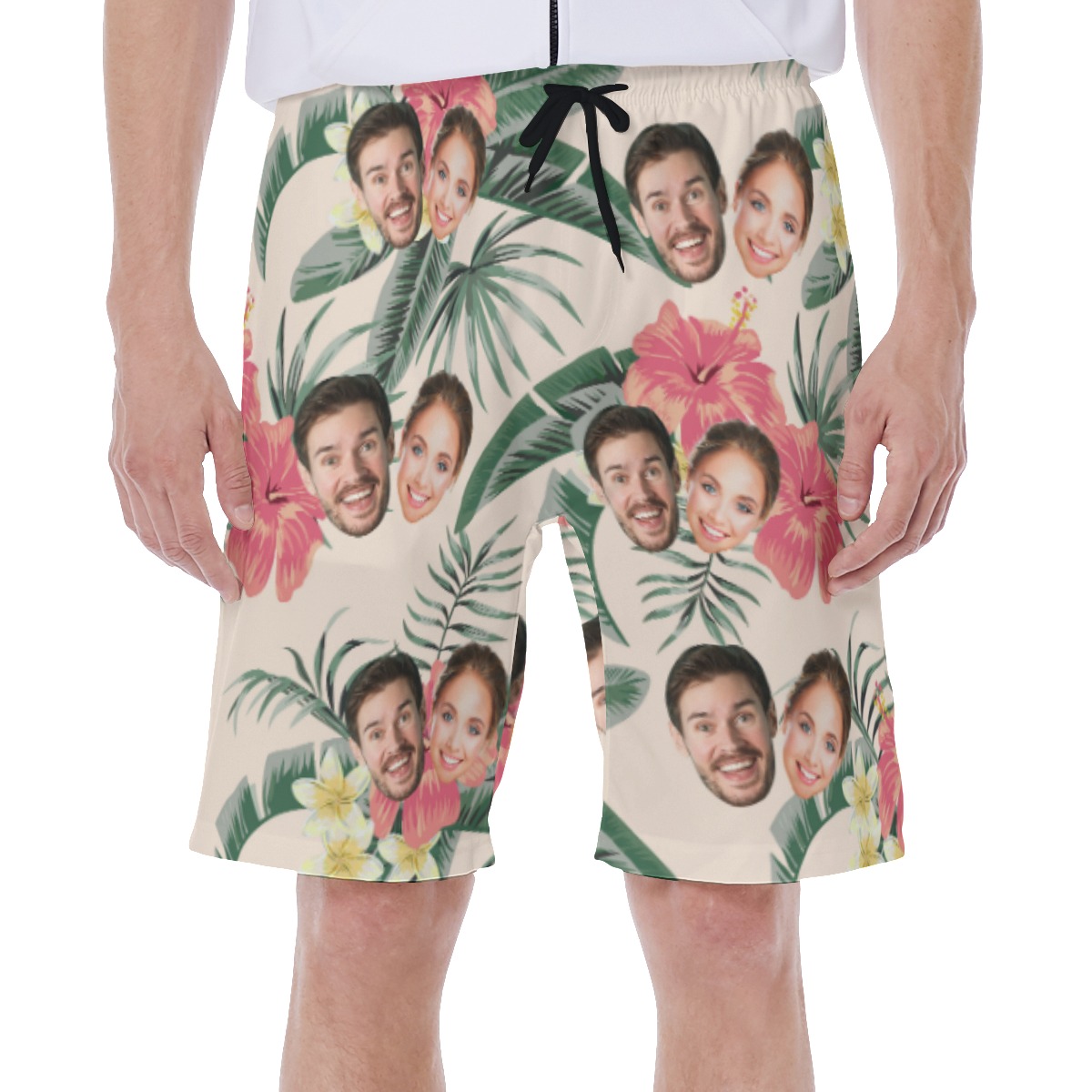 Cool Couple Faces Hawaiian Swim Trunks For Men - variant image 1