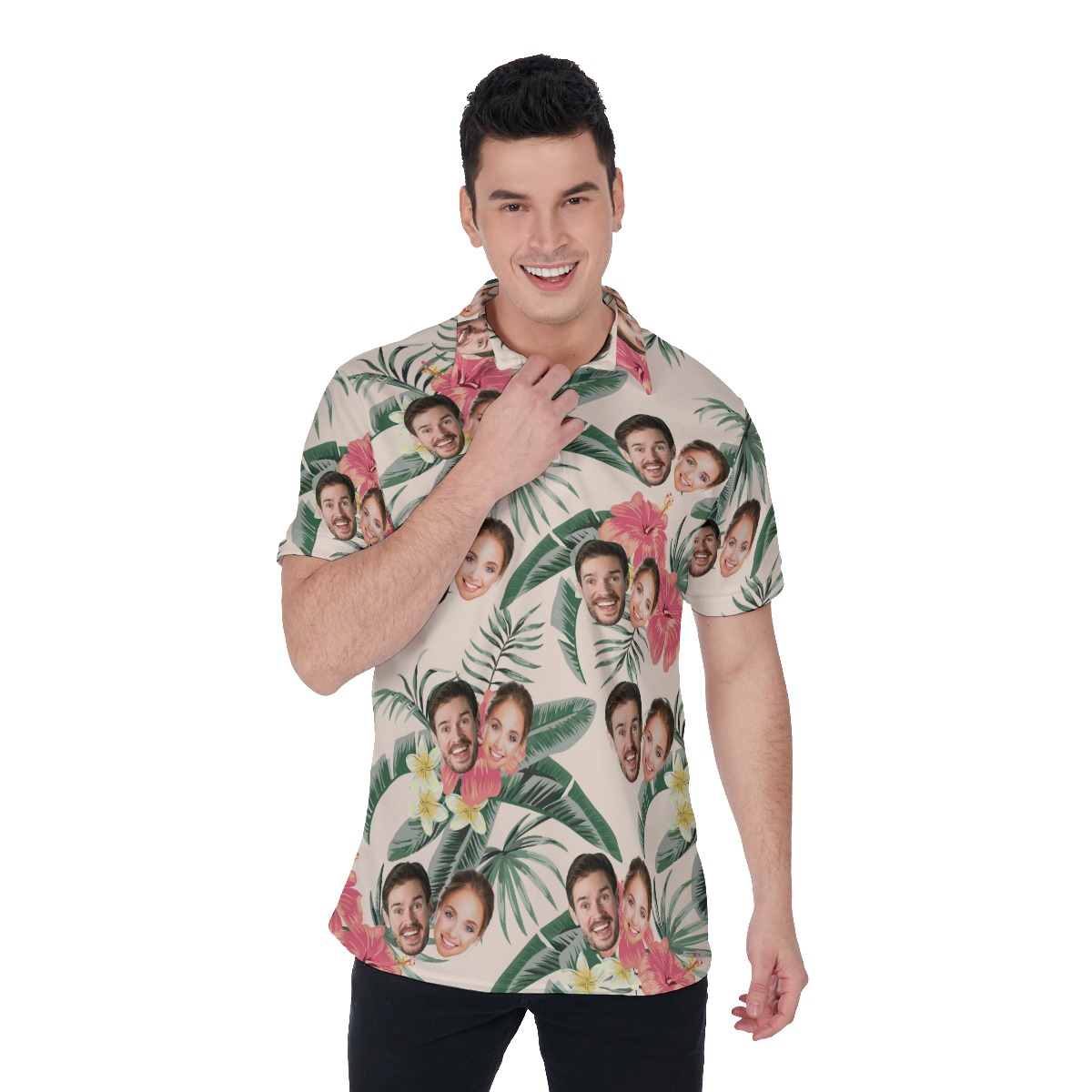 Unique Custom Face Tropical Polo Shirt For Men - variant image 1