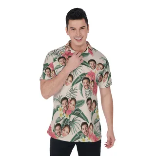Unique Custom Face Tropical Polo Shirt For Men