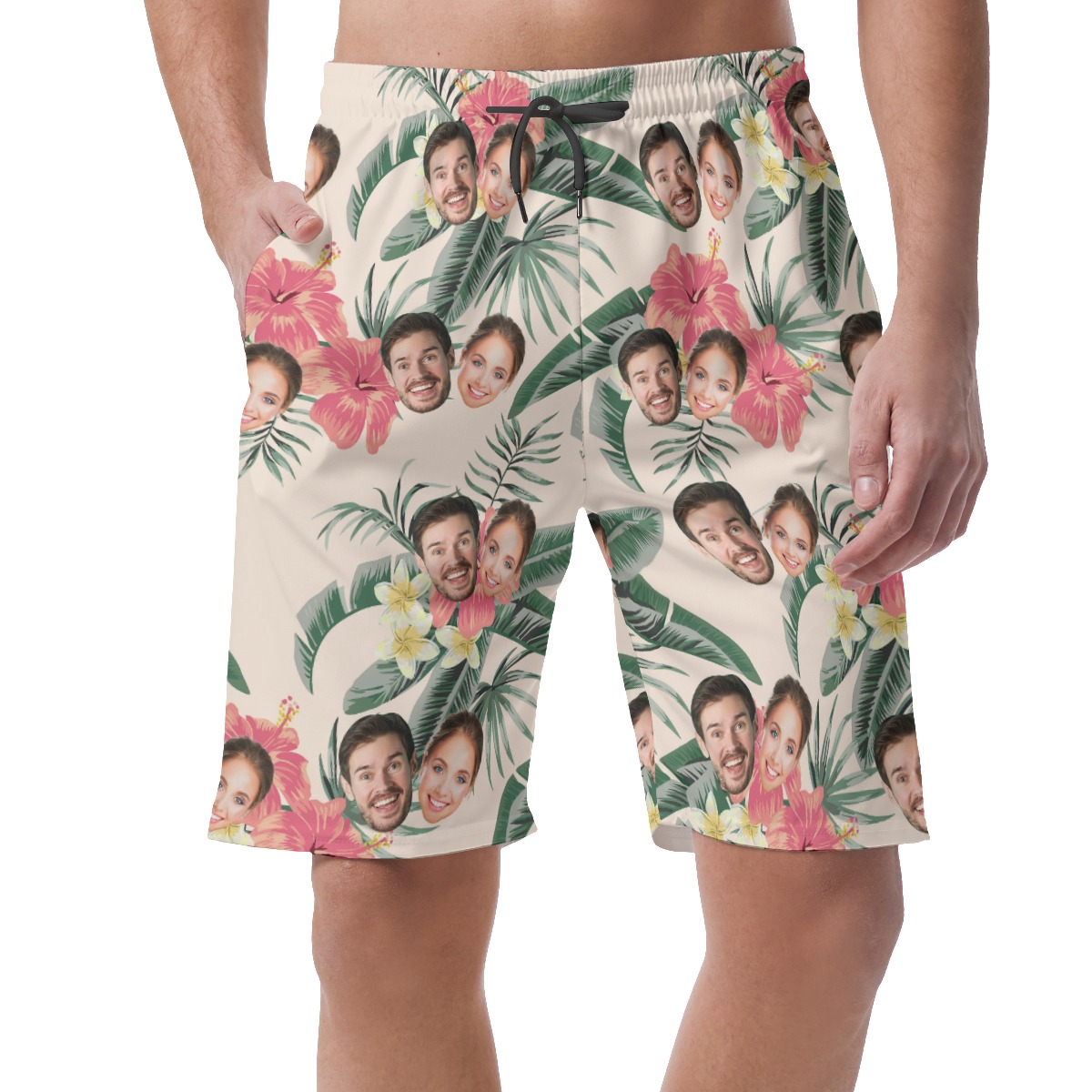 Funny Couple Faces Hawaiian Beach Shorts - variant image 1