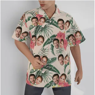 Unique Custom Face Hawaiian Button Up Shirt