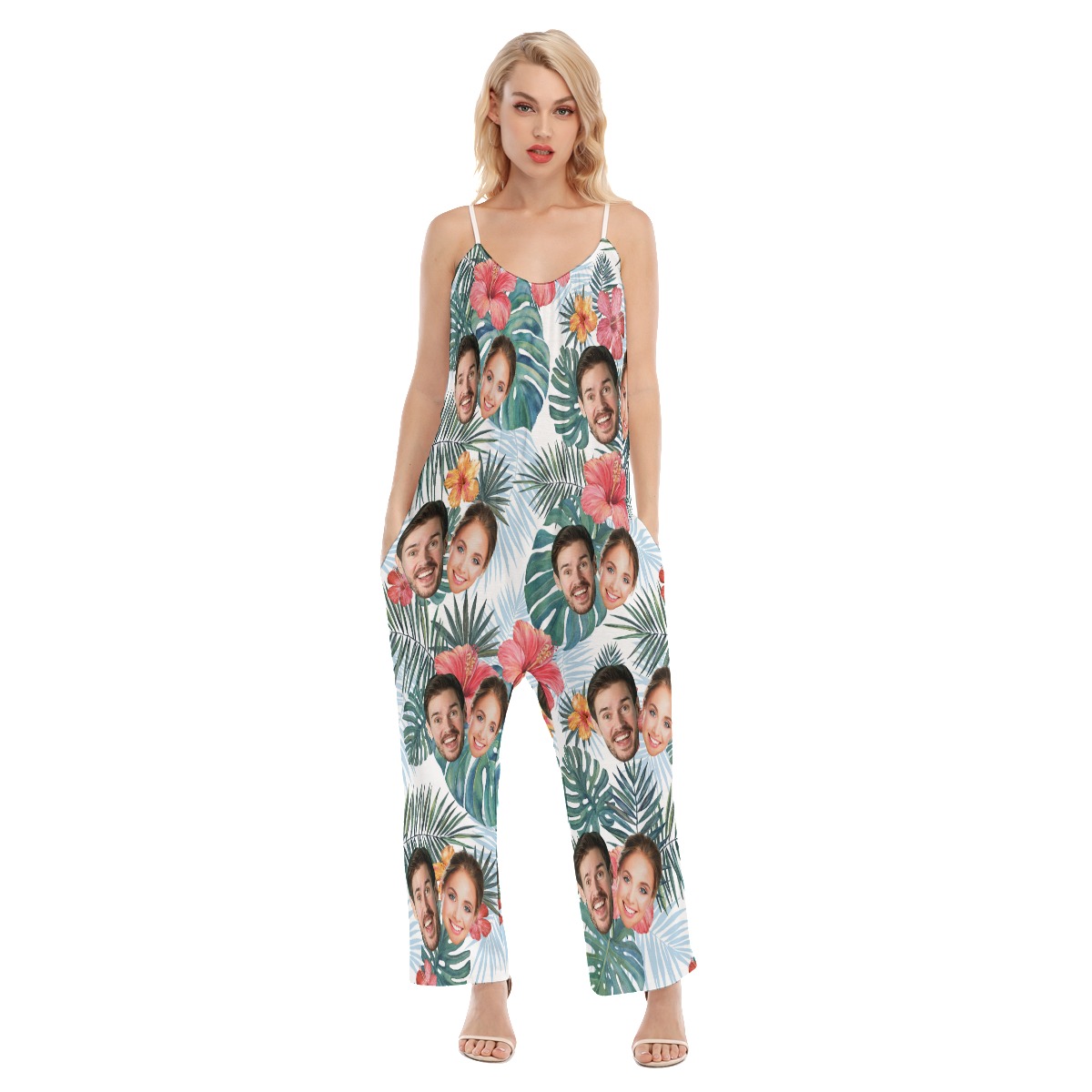 Custom 2 Face Tropical Women's Loose Cami Jumpsuit - variant image 1