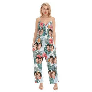 Custom 2 Face Tropical Women's Loose Cami Jumpsuit