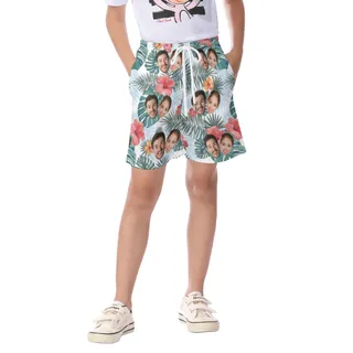Custom Kid's Hawaiian Shorts With Multiple Faces