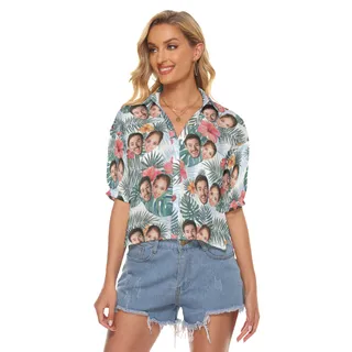 Custom Hawaiian Crop Top With Multiple Faces